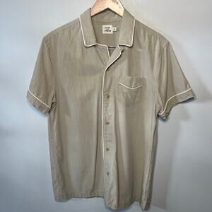 Flint and Tinder Shirt Mens Tan Tencel Cotton Pocket Preppy Casual Spring S